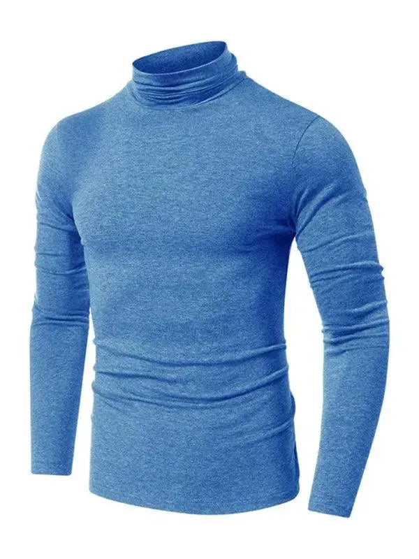 Men's Solid Turtleneck Polyester T-Shirt - All-Season Style - T-Shirt - LeStyleParfait