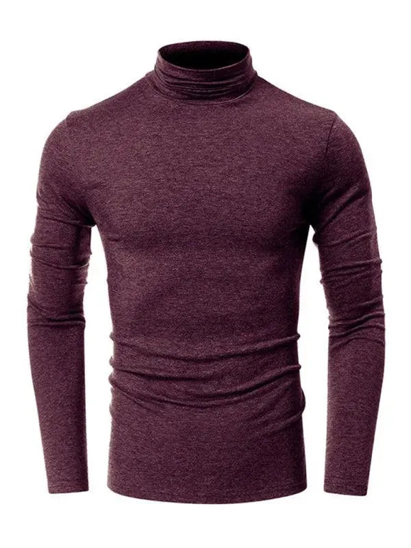 Men's Solid Turtleneck Polyester T-Shirt - All-Season Style - T-Shirt - LeStyleParfait