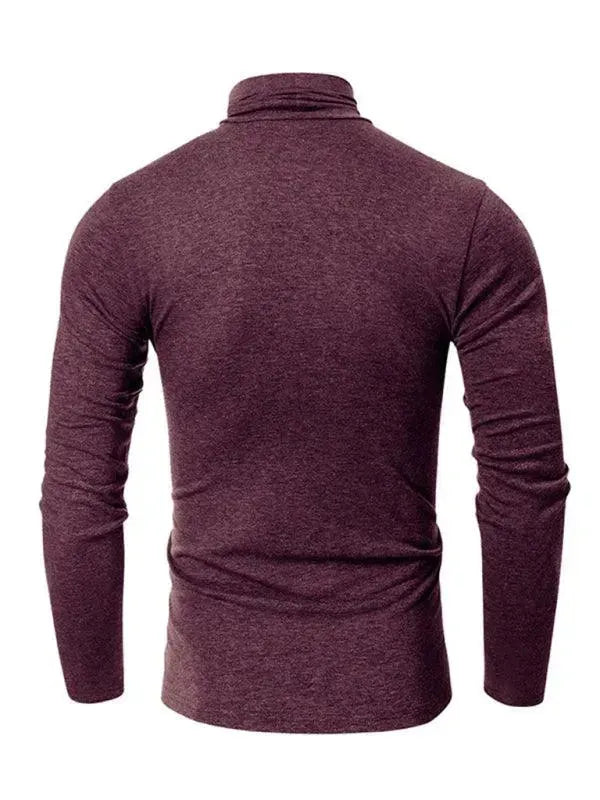 Men's Solid Turtleneck Polyester T-Shirt - All-Season Style - T-Shirt - LeStyleParfait