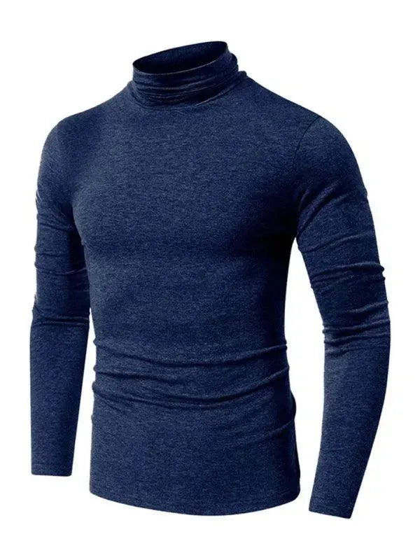 Men's Solid Turtleneck Polyester T-Shirt - All-Season Style - T-Shirt - LeStyleParfait