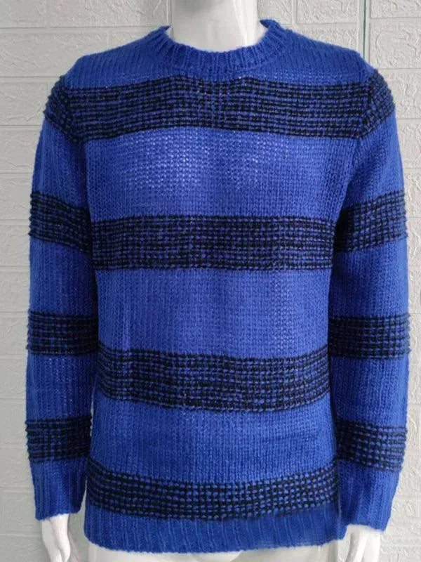 Men’s Striped Crew-Neck Pullover Sweater – Knit