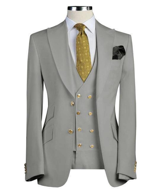 Men's Suits Three Piece Slim Fit Business Suit Grey - Suit - LeStyleParfait Kenya
