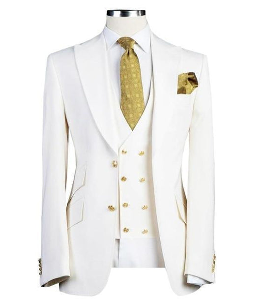 Men's Suits Three Piece Slim Fit Wedding Suit White - Suit - LeStyleParfait Kenya