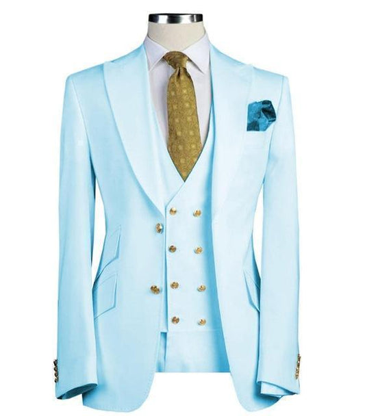 Men's Suits Three Pieces Slim Fit Wedding Suit Light Blue - Suit - LeStyleParfait Kenya