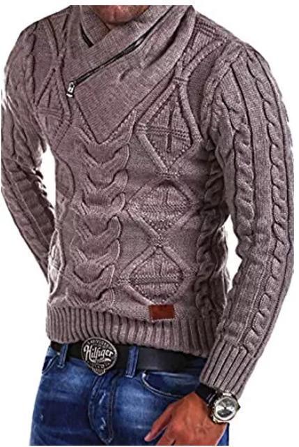 Men's Sweater V-Neck Zipper Turtleneck Sweater Pullover - Sweater - LeStyleParfait Kenya