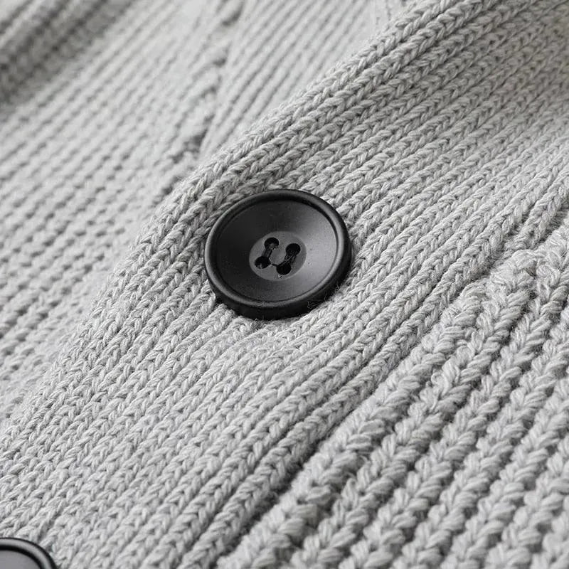 Men’s V-Neck Knit Cardigan Sweater With Pockets