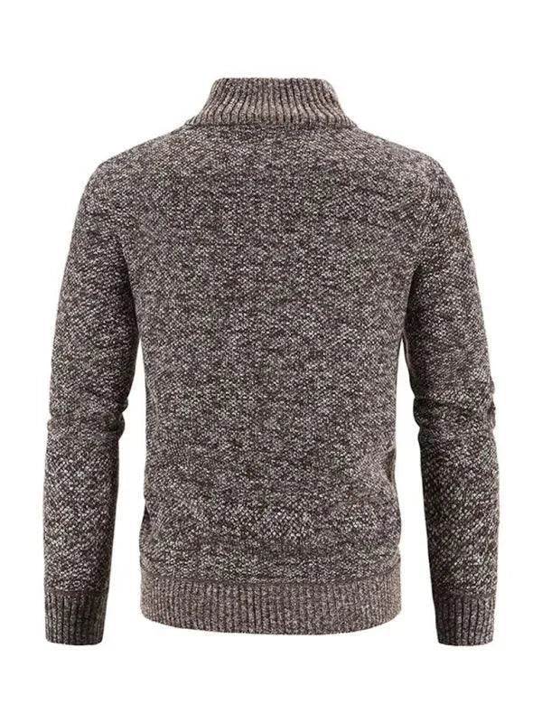 Men’s Zip Mock-Neck Cardigan Sweater – Checkered