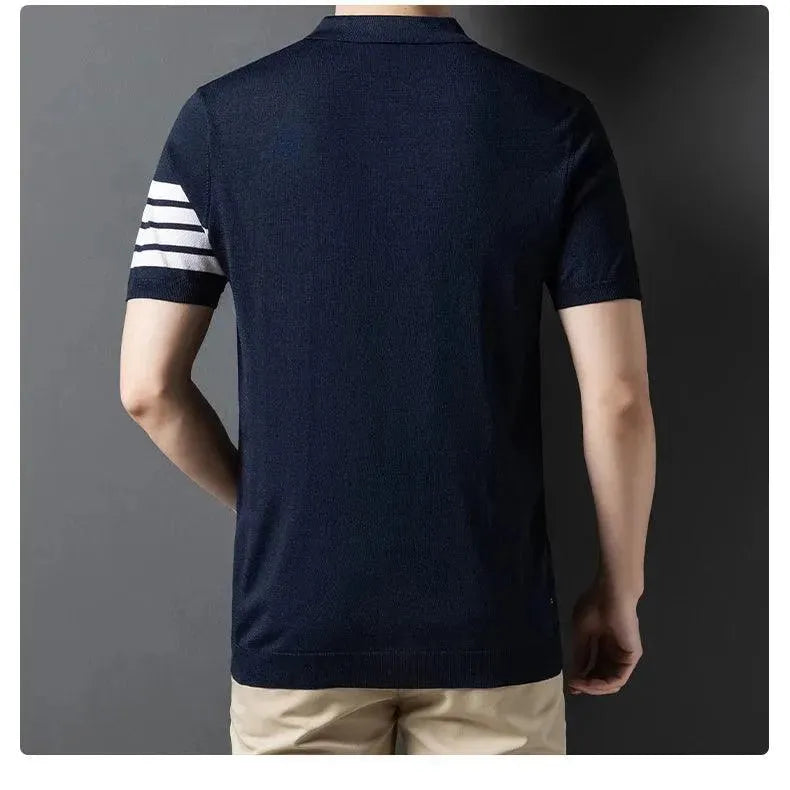 Men Short Sleeve Knitted Polo Shirt-Polo Shirt-LeStyleParfait