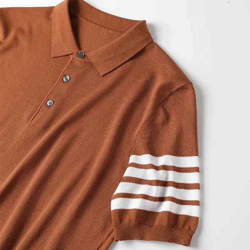 Men Short Sleeve Knitted Polo Shirt-Polo Shirt-LeStyleParfait