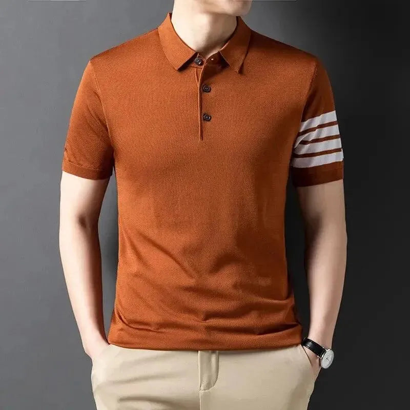 Men Short Sleeve Knitted Polo Shirt-Polo Shirt-LeStyleParfait