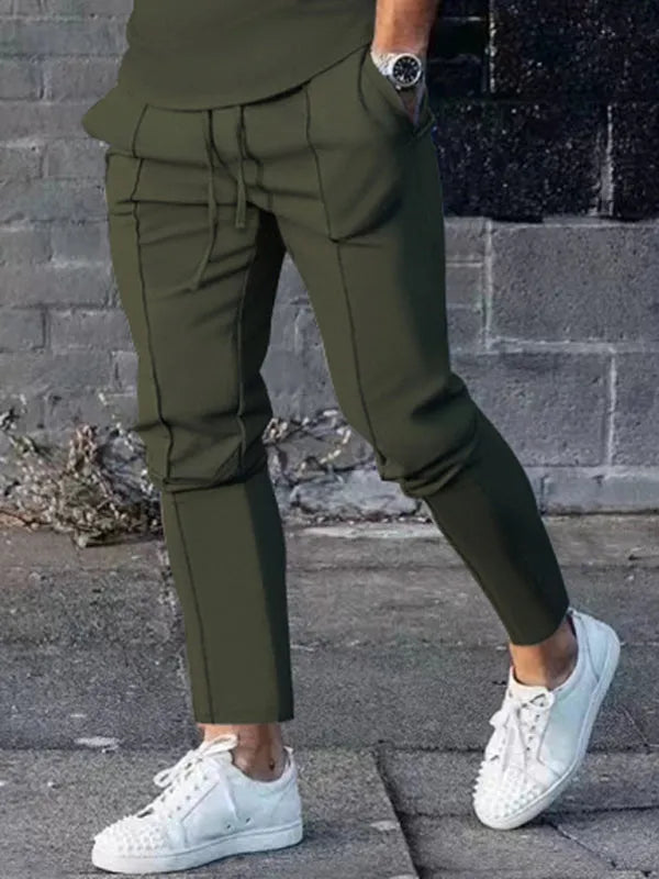 Men Sleek Casual Jogger Two-Piece Set - Solid Joggers Two-Piece Set - LeStyleParfait