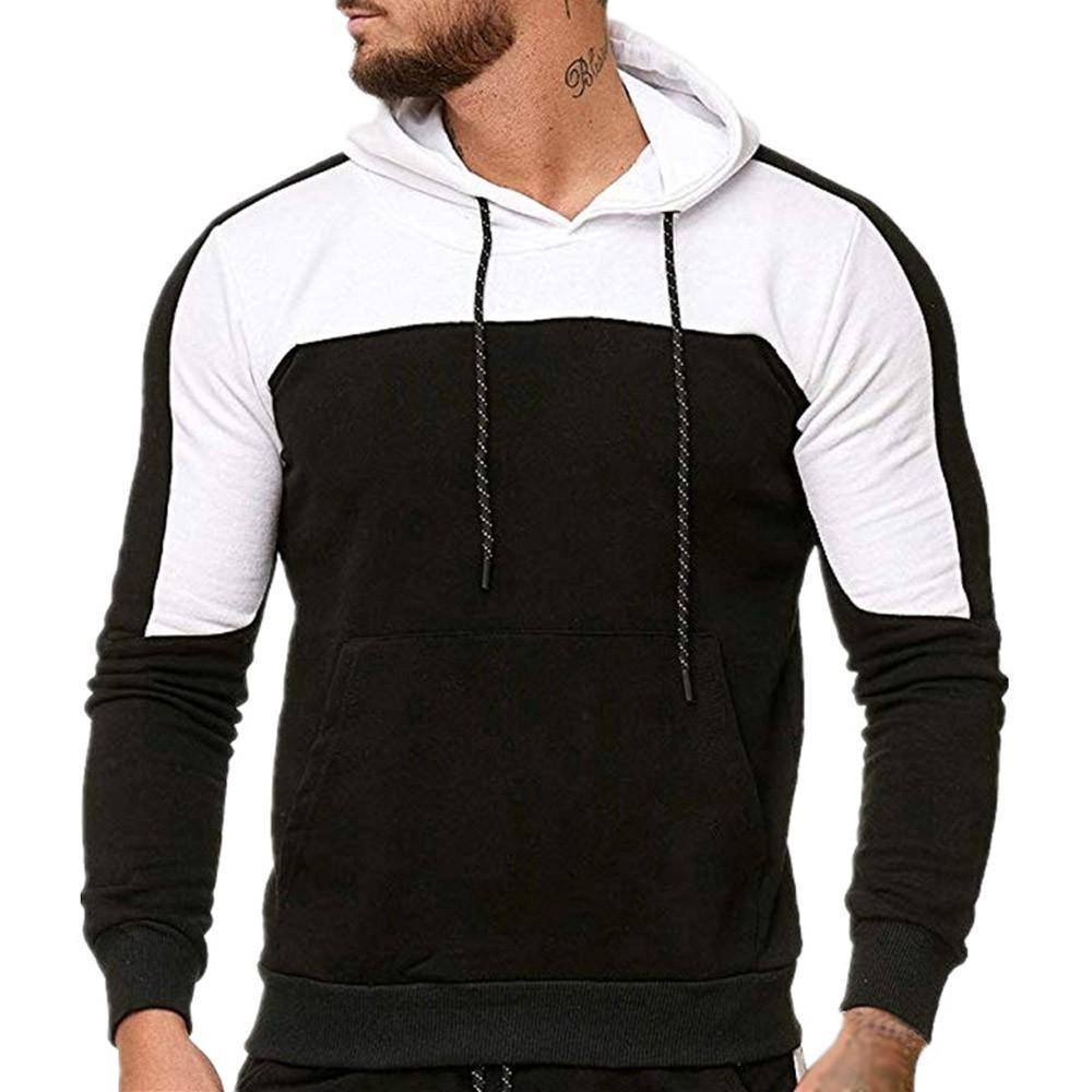 Buy Men Tracksuit Casual Slim Patchwork Hoodie And Jogger Pants at ...