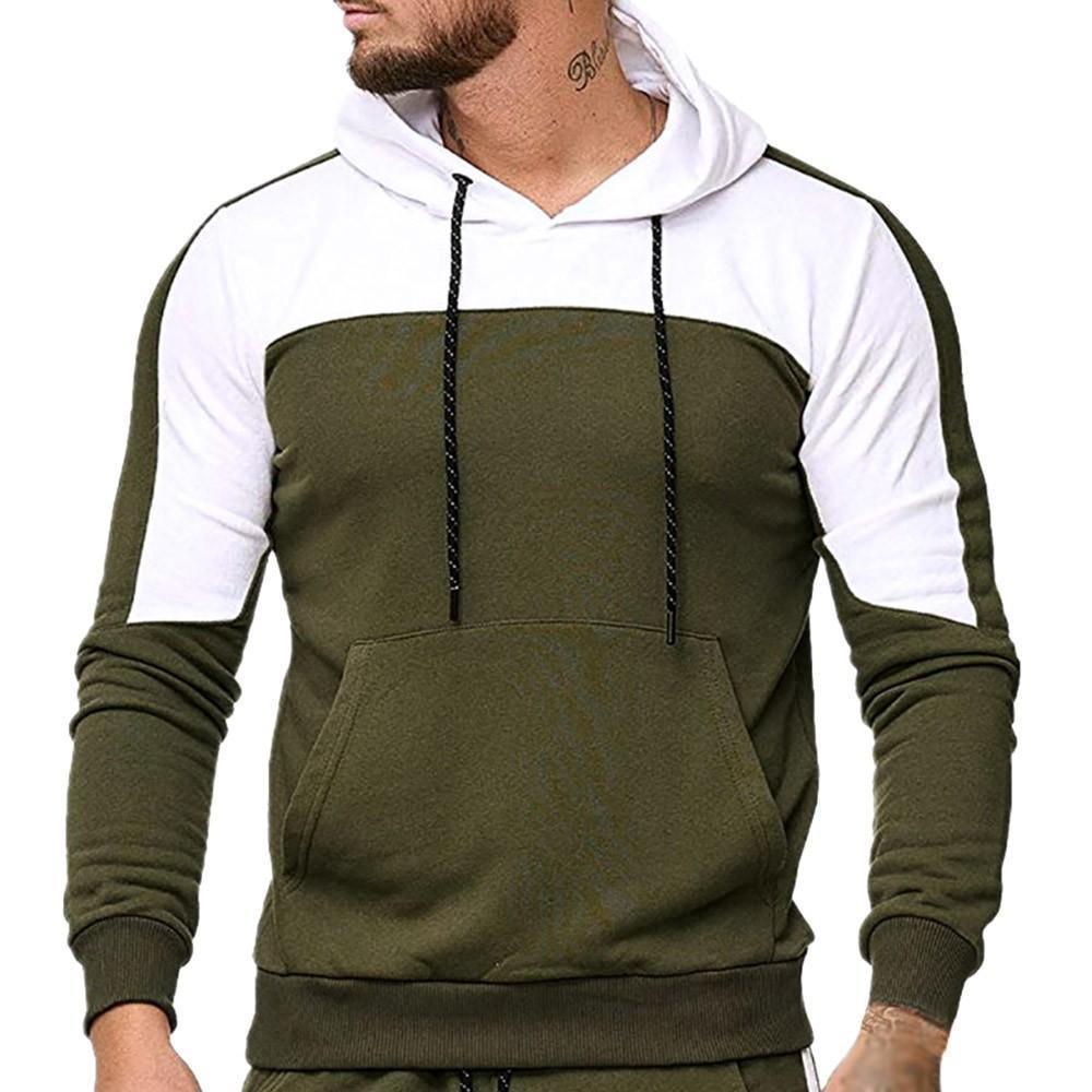 Buy Men Tracksuit Casual Slim Patchwork Hoodie And Jogger Pants at ...