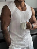 LeStyleParfait Men's T-Shirts Casual Round Neck Plain-Solid Sleeveless-
