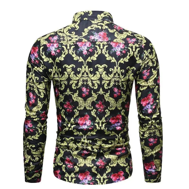 Men's Floral Casual Slim Shirt-Men Shirts-LeStyleParfait