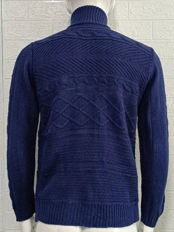 Men’s Full-Zip Turtleneck Cardigan Sweater – Stretch
