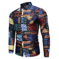 Men's Geometric Print Casual Shirt-Men Shirts-LeStyleParfait