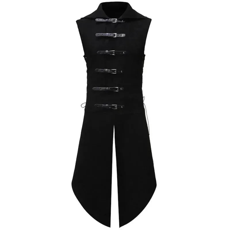 LeStyleParfait Vest Coat Belted Turn Down Collar Sleeveless Plain-Solid-Vest Coat