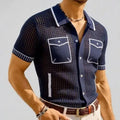 Men's Hollow Knit Button Shirt-Men Shirts-LeStyleParfait
