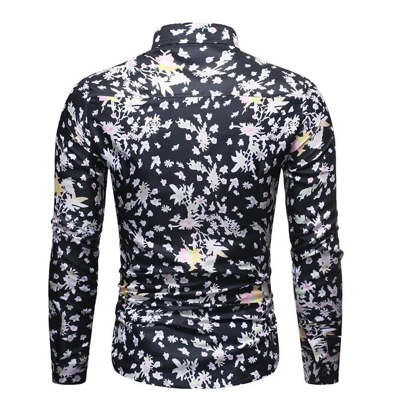 Men's Leaf Print Slim Shirt-Men Shirts-LeStyleParfait
