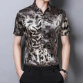 Men's Leopard Satin Shirt-Men Shirts-LeStyleParfait