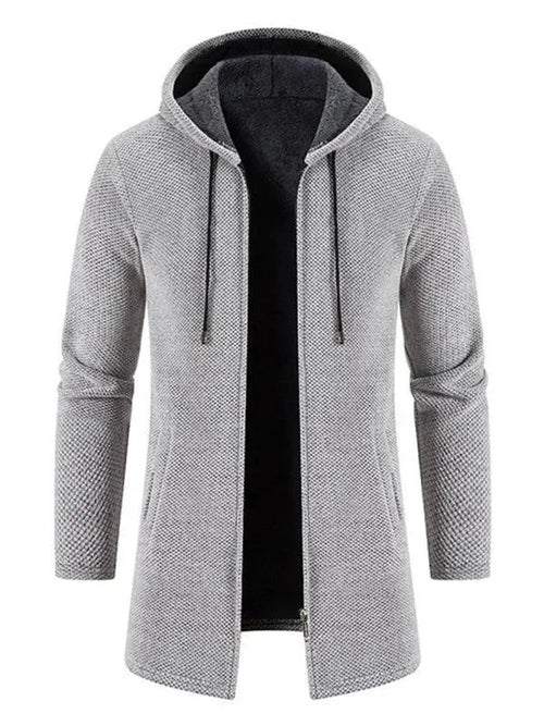 Men’s Longline Hooded Zip Cardigan Sweater – Full Zip