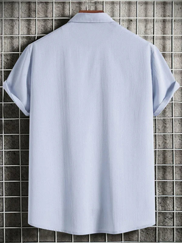 Men's Loose Cotton Linen Shirt-Men Shirts-LeStyleParfait