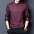 Men's Mandarin Satin Shirt-Men Shirts-LeStyleParfait
