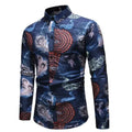 Men's Peacock Print Casual Shirt-Men Shirts-LeStyleParfait