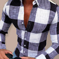 Men's Plaid Button Work Shirt-Men Shirts-LeStyleParfait