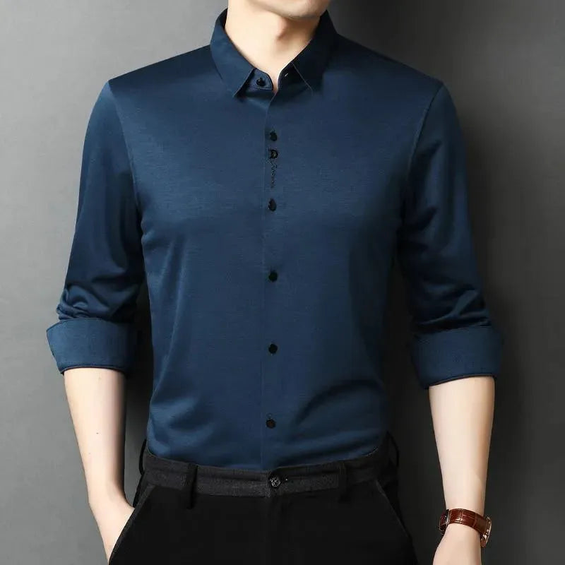 Men's Plus Size Satin Shirt-Men Shirts-LeStyleParfait