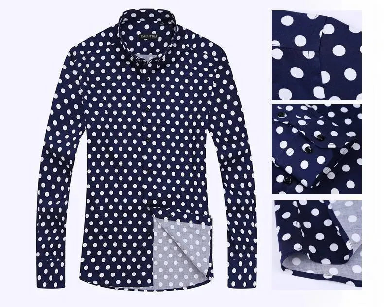 Men's Polka Dot Dress Shirt-Men Shirts-LeStyleParfait