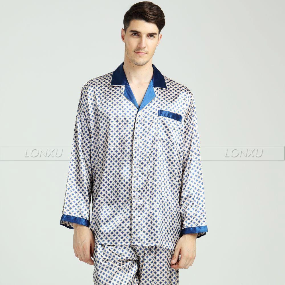 Mens Silk Satin Pajamas Pyjamas Set Men's Sleepwear Pants - Sleepwear - LeStyleParfait Kenya