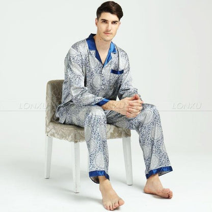 Mens Silk Satin Pajamas Pyjamas Set Men's Sleepwear Pants - Sleepwear - LeStyleParfait Kenya