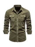Men's Slim Fit Corduroy Shirt-Men Shirts-LeStyleParfait