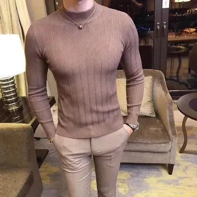 Men’s Slim Fit Striped Crew-Neck Pullover Sweater