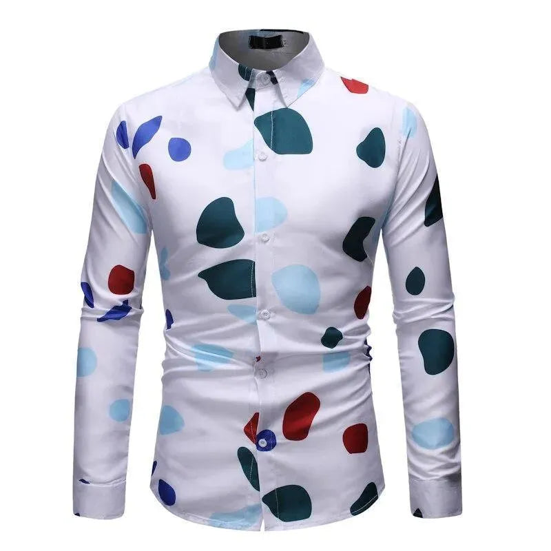 Men's Slim Printed Casual Shirt-Men Shirts-LeStyleParfait