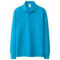 Men's Solid Long Sleeve Polo Shirt-Men Shirts-LeStyleParfait