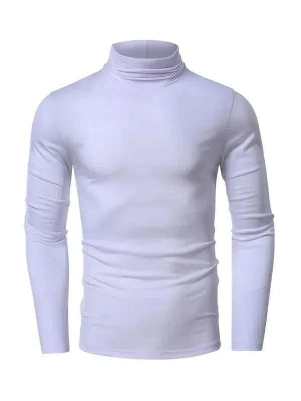 LeStyleParfait Men's T-Shirts Casual Turtleneck Plain-Solid Long Sleeves-T-Shirt