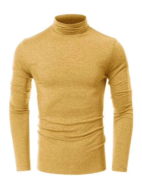 LeStyleParfait Men's T-Shirts Casual Turtleneck Plain-Solid Long Sleeves-T-Shirt