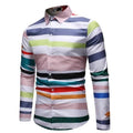 Men's Striped Casual Button Shirt-Men Shirts-LeStyleParfait