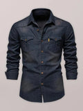 Men's Two Pocket Denim Shirt-Men Shirts-LeStyleParfait