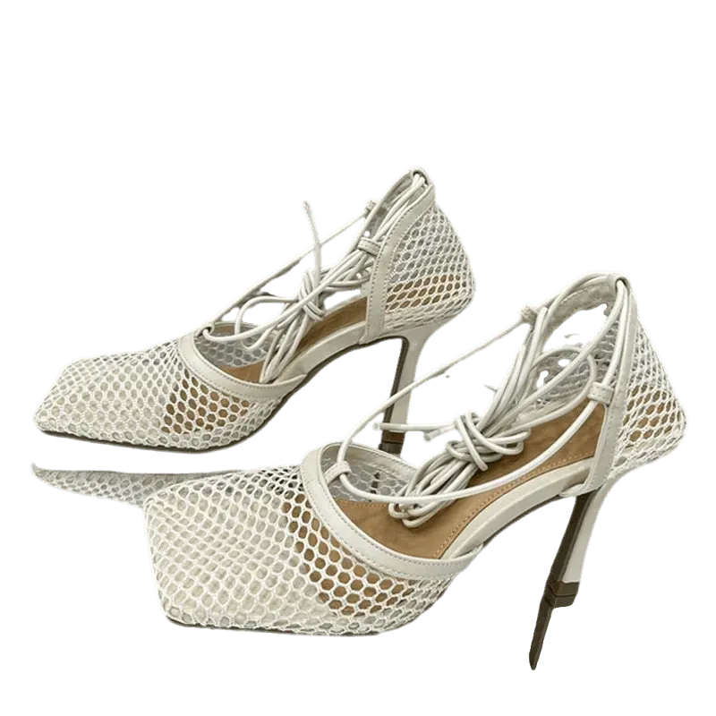 Mesh Strappy High Heels Sandals - Sandals - LeStyleParfait