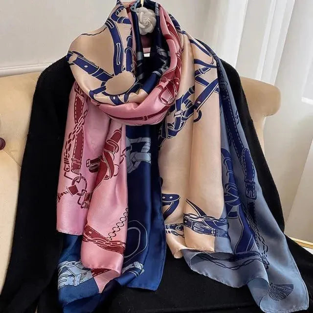 LeStyleParfait Women's Scarves & Shawls Stylish Wrap Scarf Printed Silk Satin -Scarf