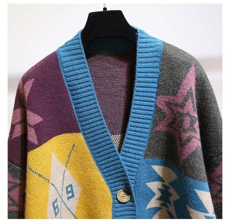 Multi-Color Oversized Cardigan Sweater For Women - Sweater - LeStyleParfait Kenya