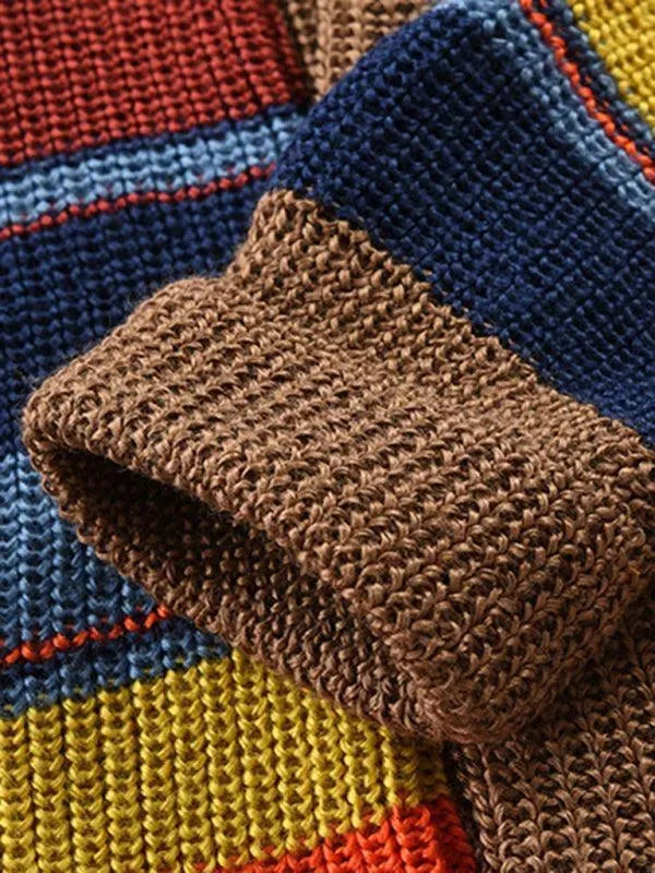 Multicolor Striped Men Cardigan Sweater - Cardigan Sweater - LeStyleParfait