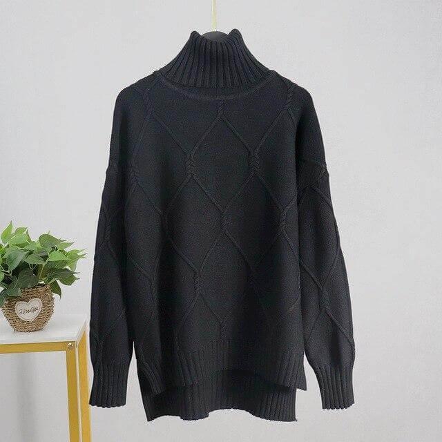 Mystical Argyle Turtleneck Pullover Sweater - Sweater - LeStyleParfait Kenya