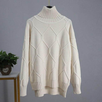 Mystical Argyle Turtleneck Pullover Sweater - Sweater - LeStyleParfait Kenya