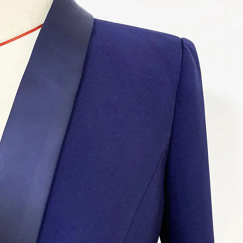 Navy Blue Tuxedo Blazer Women - Casual - Plain-Solid - Tuxedo Blazer - LeStyleParfait
