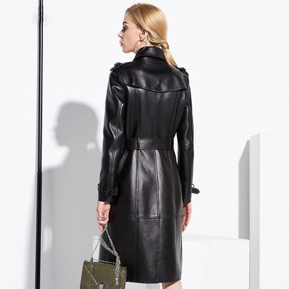 NYC Leather Trench Coat For Women - Coat - LeStyleParfait Kenya